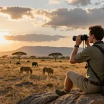 Traveler at Kidepo Valley National Park enjoying wildlife experiences with NAGA2000.