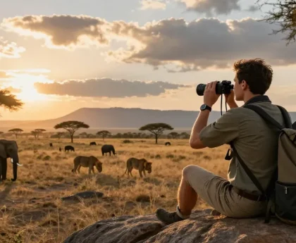 Traveler at Kidepo Valley National Park enjoying wildlife experiences with NAGA2000.