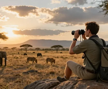 Traveler at Kidepo Valley National Park enjoying wildlife experiences with NAGA2000.