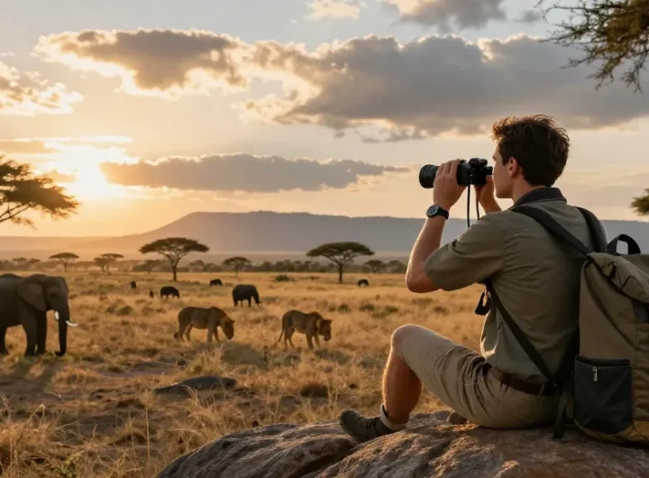 Traveler at Kidepo Valley National Park enjoying wildlife experiences with NAGA2000.
