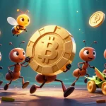 Experience kubet39's thrilling online casino adventure with 3D ants and illuminated crypto elements.