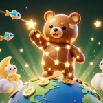 Win big with vipph as a constellation bear scoops coins beneath a starry sky.