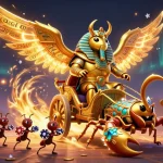 cúp thế giới illustration with a golden scarab, scorpions, and poker chips in a vibrant casino scene