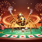 Engage with DEBET's thrilling gaming world, where a steampunk spider and a fly gentleman meet at an extravagant poker table.