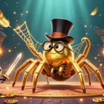 HitClub invites players to engage in thrilling gaming adventures with our dynamic illustration of a giant tarantula and brave knight.