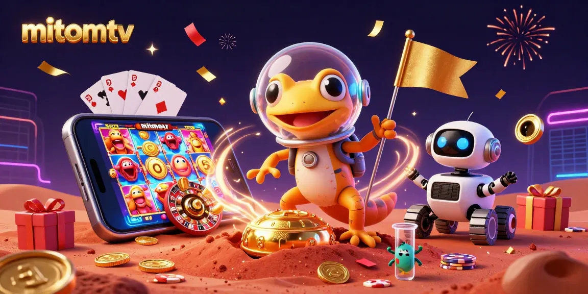 MitomTV captures excitement with a Martian gecko discovering a vibrant casino.