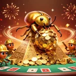 Experience thrilling gaming at BL555 with a visual feast of golden beetles, casino elements, and vibrant celebrations.