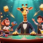 Win big at tr88 with a high-roller giraffe and monkey valet in a vibrant casino scene.