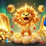Place bets at về alo8 in an energetic casino scene filled with jewels and golden treasures.