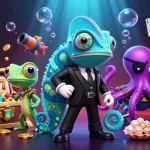 Experience thrilling slots at LX88 with colorful gems and gold coins in this animated underwater scene.