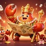 Experience the thrill of xóc đĩa with our vibrant 3D casino scene featuring a crab emperor and treasure elements.