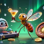 M98 Casino brings excitement to gamblers with lively characters and vibrant 3D casino elements in an engaging digital illustration.