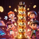 M98 offers thrilling casino experiences with dynamic 3D illustration showcasing whimsical totem poles and vibrant cryptocurrencies