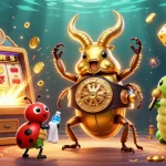 88VBET brings excitement with a giant golden stag beetle ready to win big at the casino.