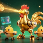 Engage with RIKVIP's exciting casino games through a vibrant 3D illustration showcasing futuristic gaming elements.