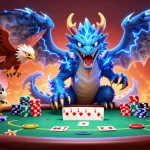 11WIN showcases a thrilling poker scene with a majestic thunder dragon and dynamic gaming elements.