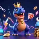 Engage with shehlarashid's vibrant casino scene featuring a T-Rex, pterodactyl, and triceratops.