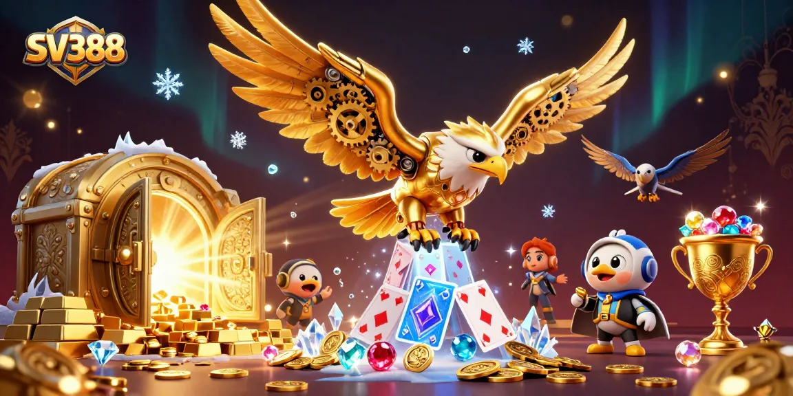 Engage with SV388 by exploring dynamic gameplay through a dazzling 3D casino scene filled with treasures.