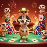 Experience the excitement of 88AA with meerkats in a vibrant casino scene.