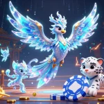 Engage with ph8's vibrant virtual slots featuring an ice phoenix and playful gaming action.