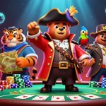 Experience thrilling poker action with tg88k's pirate-themed casino illustration showcasing vibrant gameplay.