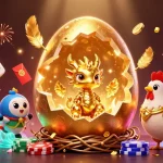Engage with Lu88's thrilling gameplay in this vibrant casino-themed illustration showcasing golden treasures.