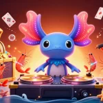 Experience thrills with NEW88's vibrant 3D casino scene featuring colorful axolotl DJ and gaming elements.