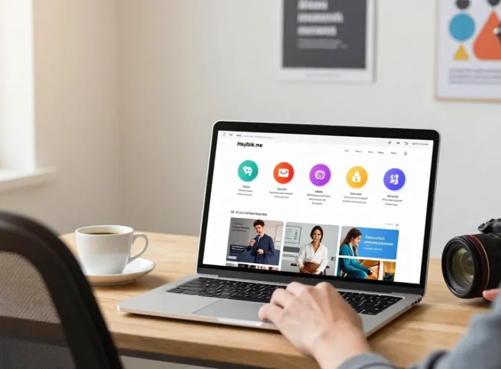 Pengguna terlibat dengan platform Heylink.me di laptop, menampilkan GEGESLOT dengan suasana kerja yang cerah dan inspiratif.