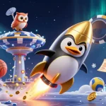 ZOWIN enhances your casino experience as a golden penguin pilot leads a thrilling journey through space.