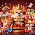 pg99 presents an exciting cartoon scene with a royal corgi and playful casino elements, enhancing the gaming experience.