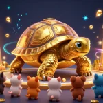 Engage in thrilling fun at Shbet with a cartoon tortoise pinball machine surrounded by treasures.