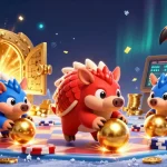 Compete to win at go8888 with vibrant pangolins rolling through poker chips in a lively casino scene.