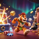 go99's prehistoric casino bursts with action as caveman and sabertooth duo celebrate wins.