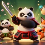 Pandawa88 offers an engaging experience with a dynamic scene featuring a samurai panda and ninja fox in a vibrant arcade setting.
