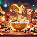 Join the excitement at hit club, where a giant ramen bowl deals cards in a vibrant casino scene.