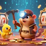 Experience the excitement of 9bet with a vibrant 3D illustration of a treasure hunter mole in a gambling-themed scene.