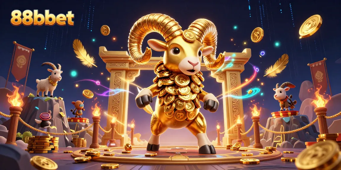 Experience thrilling gameplay at 88bbet with dynamic golden ram charging through a vibrant casino scene.