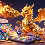 Experience thrilling gameplay at VIN88 with a golden dragon and dynamic casino elements.