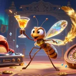 Experience thrilling gaming with KK55, featuring a charismatic mosquito mascot and dynamic casino elements.