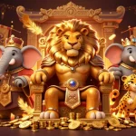 Engage in thrilling gameplay at sc88 with the royal lion king and his advisors amid gold coins and dynamic casino elements.