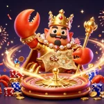 Experience epic wins at 98win as a golden crab emperor presides over a lavish casino scene.