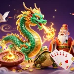 Win big with tải sunwin in a lively scene featuring a jade dragon and lucky cranes.