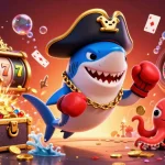 Win with rom emulator in this vibrant casino-themed underwater scene featuring a pirate shark and friends.