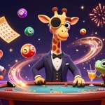 Engage with the vibrant GO99 casino scene featuring a high-roller giraffe and dynamic game elements.
