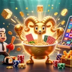 shbet enhances the gaming experience with dynamic casino characters amidst vibrant slot machine action.