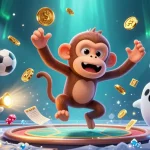 Experience thrilling betting at OPEN88 with a mischievous monkey and a curious puppy in a haunted casino.