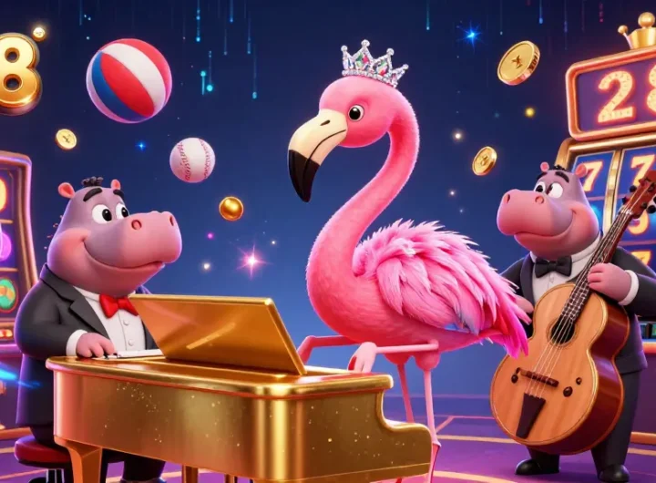 Experience the vibrant casino atmosphere of J88 with lively characters and dynamic betting elements.