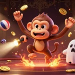 da88 showcases a mischievous monkey and a ghost-hunter puppy in an exciting casino scene.