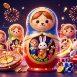 Spin and win with sunwin featuring 3D cartoon bears and exciting casino elements.