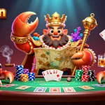Engage in thrilling gaming with vip99win's extravagant casino experience featuring a golden crab emperor.